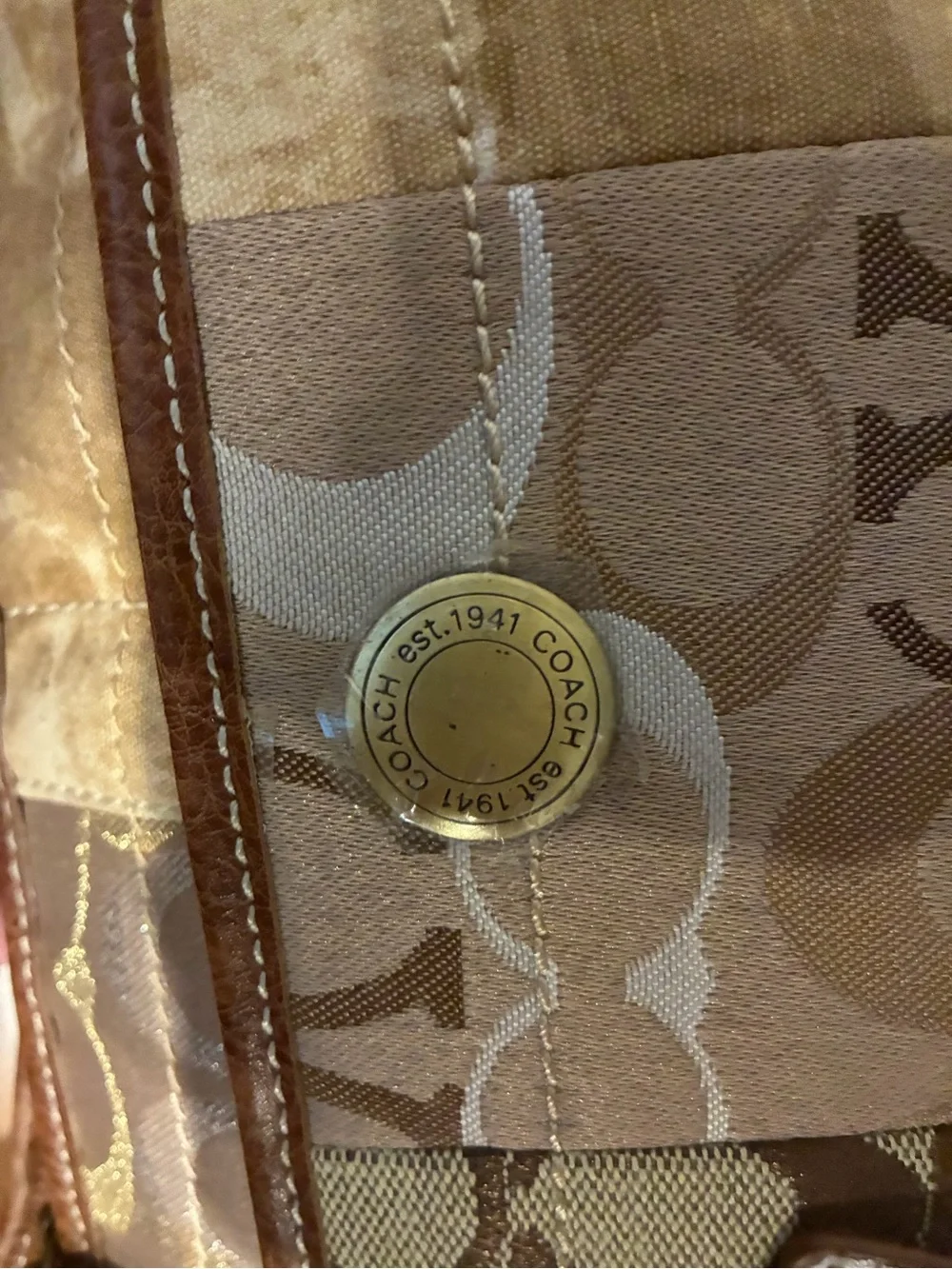Coach Patchwork Shoulder Bag in Brown and Tan